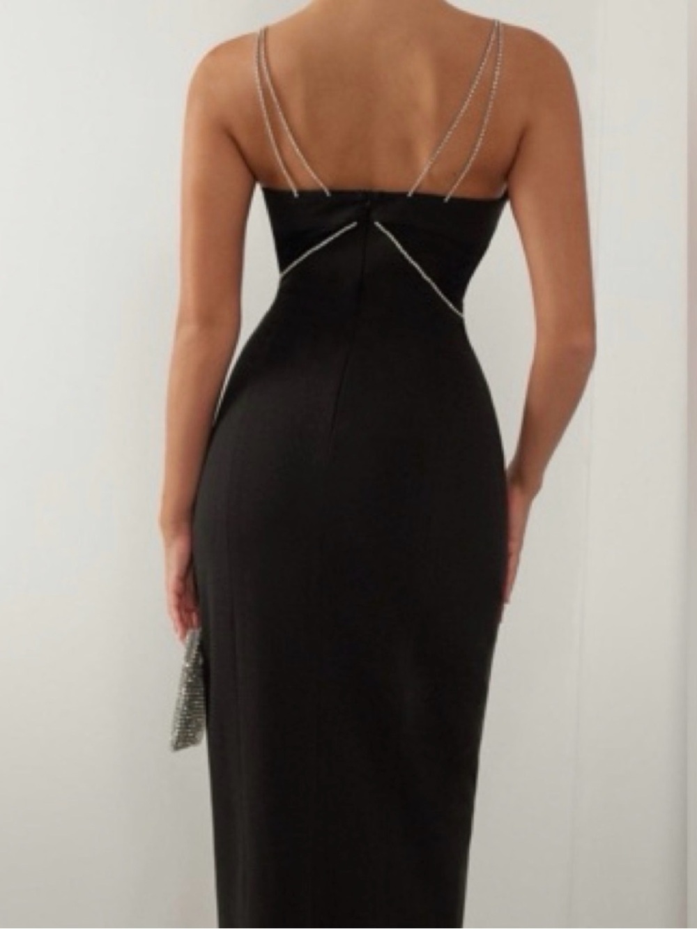 Heiress Beverly Hills New Black Diamanté Crystal-Detail Strappy Maxi Dress - Picture 2 of 14